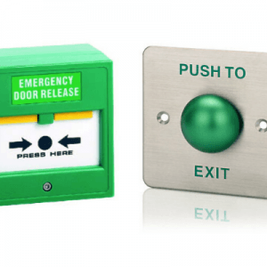 Break glass & press to exit button