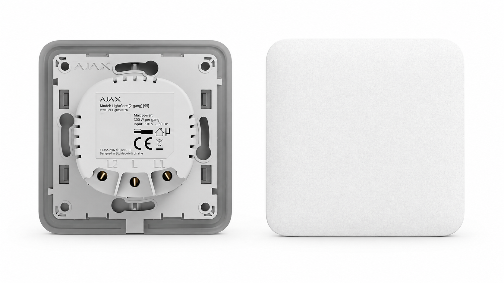 Ajax LightSwitch 1-Gang Complete Bundle - AJAX-LS1G-WH-KIT (63114 + 52146)